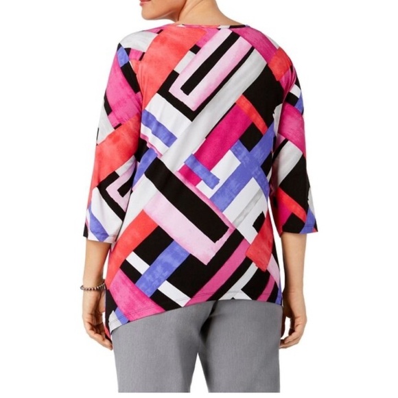 Alfred Dunner Dunner Asymmetric Women’s Top Tunic 3/4 Sleeve Size 3XL NWT - Picture 2 of 11